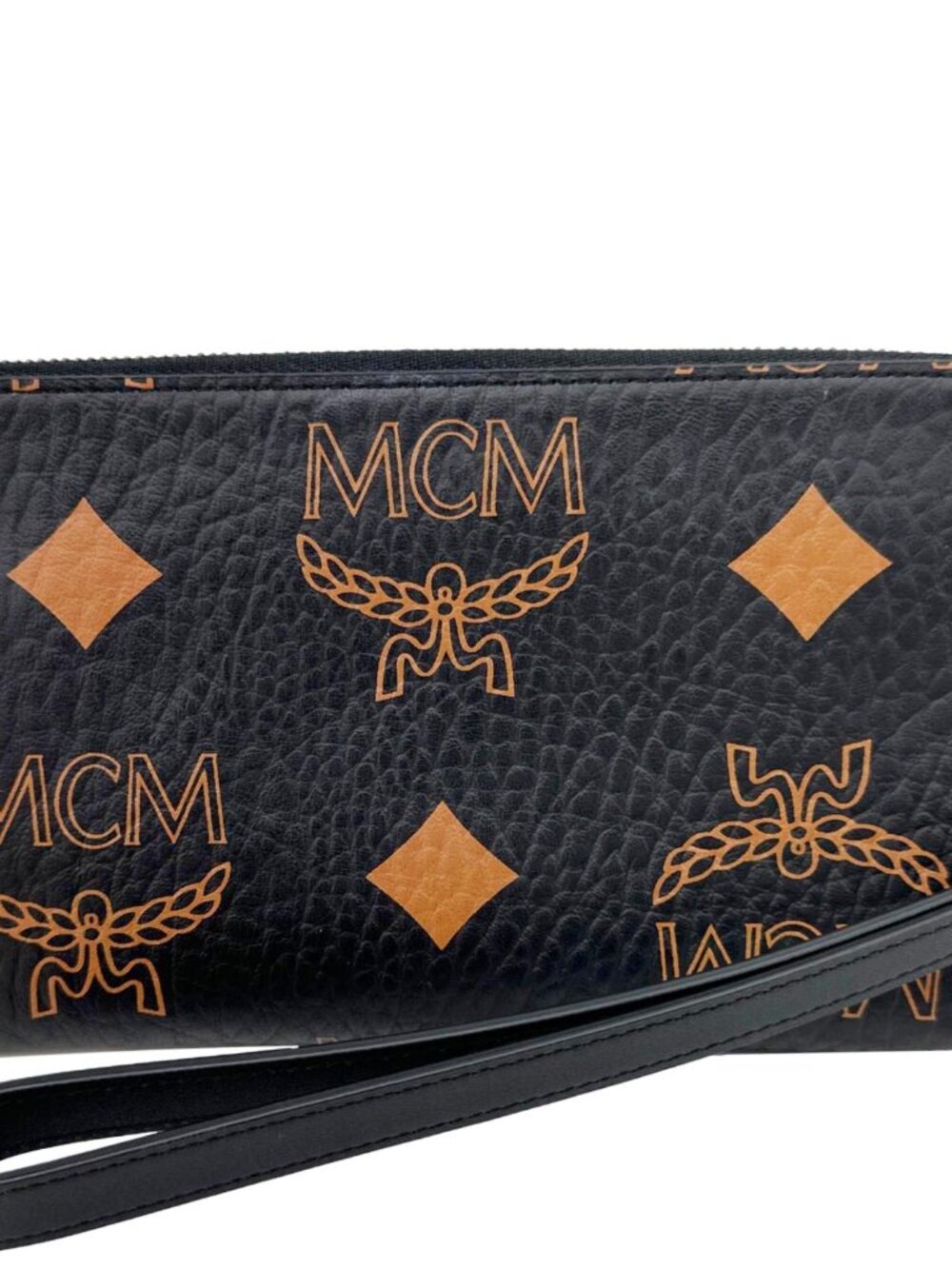 MCM Aren Monogram Visetos Canvas Pouch Black
